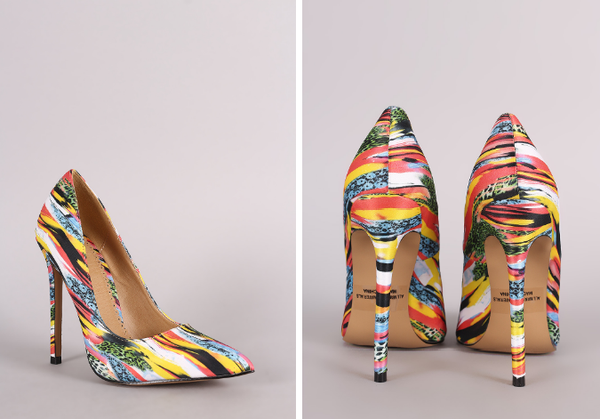 TERRY YELLOW MIXED PRINT PUMPS